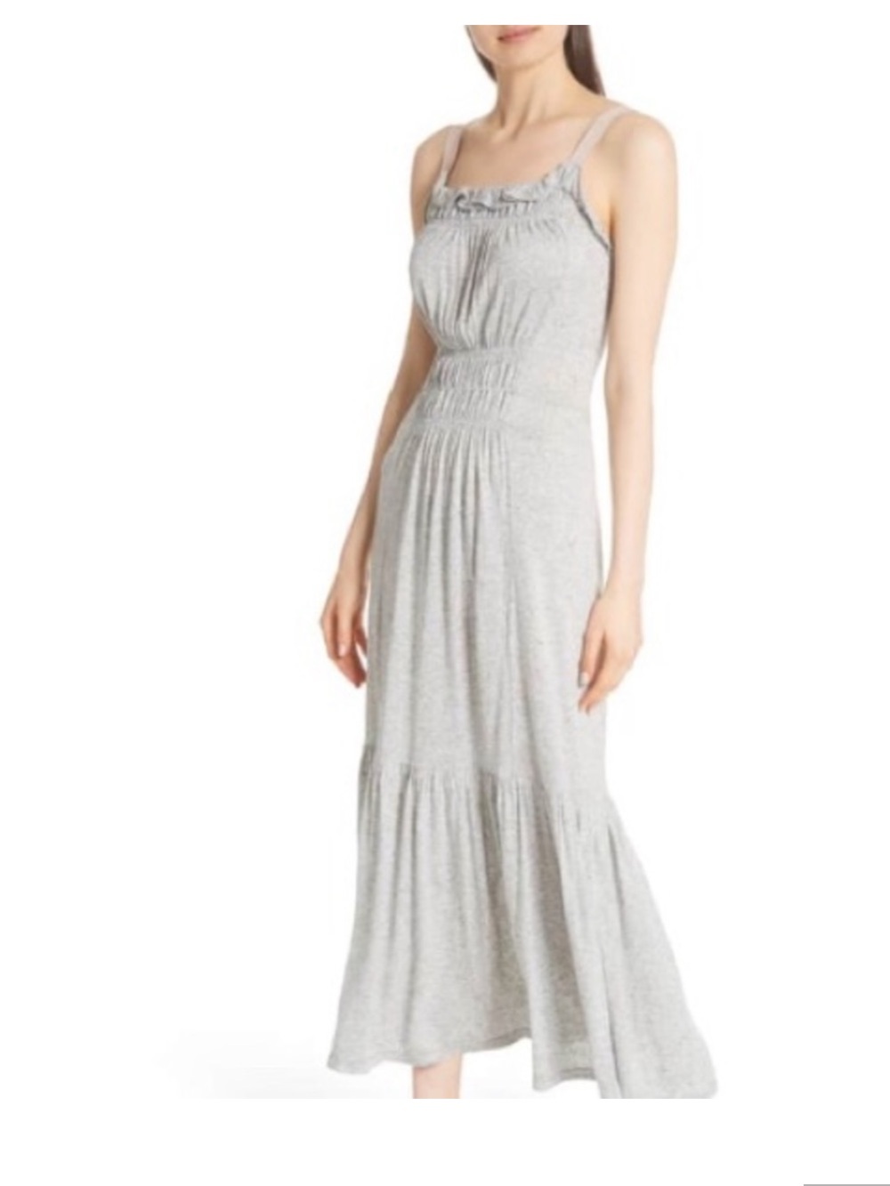 Rebecca Taylor | Jersey Tank Tiered Maxi Dress Summer Casual Gray Pink XS